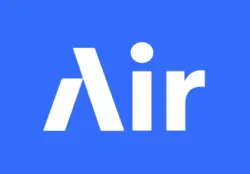 White 'Air' logo text on blue background